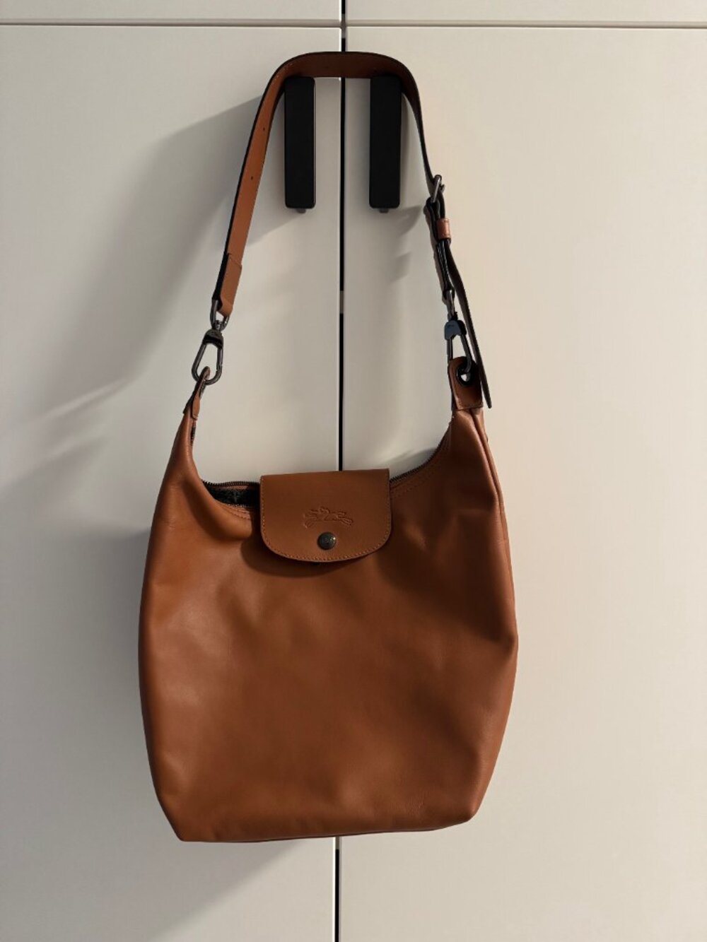 Longchamp Medium Le Pliage Xtra North/South Leather Hobo Bag Cognac